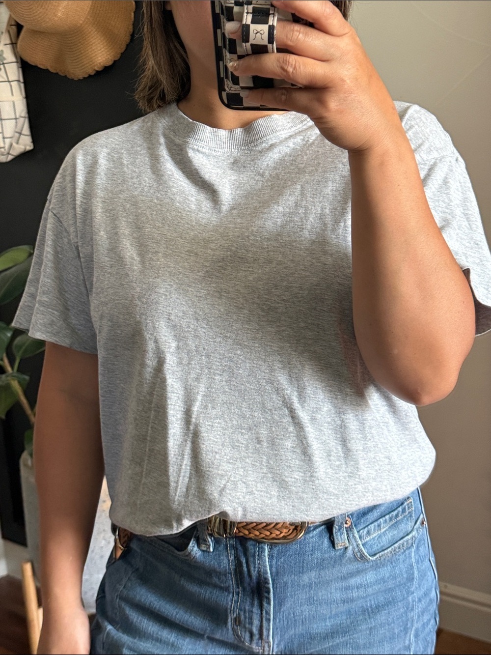 Evereve Peru Cotton Boxy Relaxed Heather gray Tee M